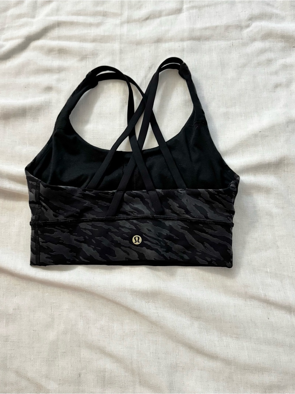 Lululemon Energy Longline Black Camo Sports Bra